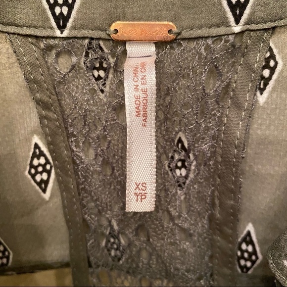 FREE PEOPLE Women Olive Patterned Open Back Sleeveless Buttoned Duster Size XS - Picture 7 of 12